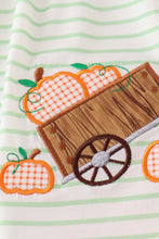 Load image into Gallery viewer, Orange wheelbarrow pumpkin applique girl set
