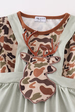 Load image into Gallery viewer, Camouflage deer applique girl romper set
