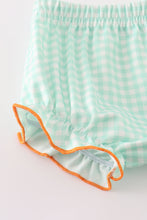 Load image into Gallery viewer, Pumpkin print baby girl bloomers set
