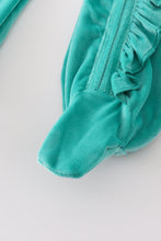 Load image into Gallery viewer, Turquoise velvet girl romper
