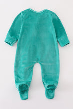 Load image into Gallery viewer, Turquoise velvet girl romper
