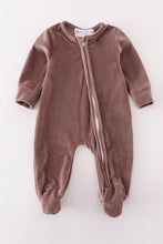 Load image into Gallery viewer, Grey velvet boy romper
