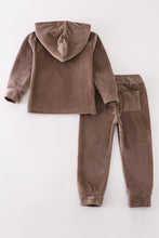 Load image into Gallery viewer, Grey velvet boy hoodie set
