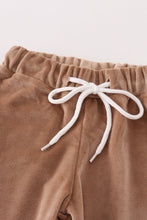 Load image into Gallery viewer, Beige velvet boy hoodie set
