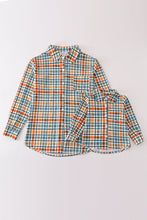 Load image into Gallery viewer, Green plaid dad&amp;me button down shirt
