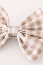 Load image into Gallery viewer, Khaki gingham piggie hair bow
