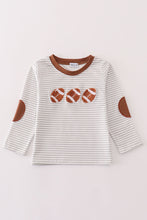 Load image into Gallery viewer, Brown football french knot stripe boy top
