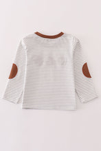 Load image into Gallery viewer, Brown football french knot stripe boy top
