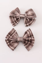 Load image into Gallery viewer, Brown plaid girl hair sailor bow
