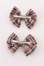 Load image into Gallery viewer, Brown plaid girl hair sailor bow
