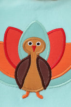 Load image into Gallery viewer, Green turkey applique girl romper
