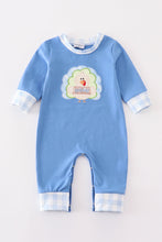 Load image into Gallery viewer, Blue turkey applique boy romper
