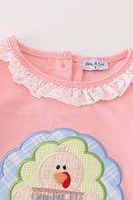 Load image into Gallery viewer, Pink turkey applique girl set
