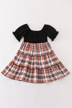 Load image into Gallery viewer, Rust plaid girl smocked dress
