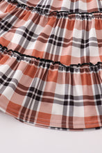 Load image into Gallery viewer, Rust plaid girl smocked dress
