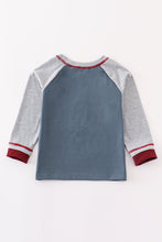 Load image into Gallery viewer, Blue turkey applique boy raglan top
