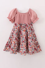 Load image into Gallery viewer, Pink floral smocked mom&amp;me dress
