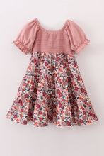 Load image into Gallery viewer, Pink floral smocked mom&amp;me dress
