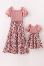 Load image into Gallery viewer, Pink floral smocked mom&amp;me dress
