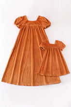 Load image into Gallery viewer, Caramel velvet mom&amp;me dress
