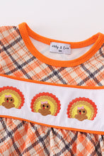 Load image into Gallery viewer, Orange turkey embroidery girl romper
