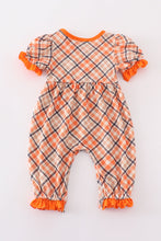 Load image into Gallery viewer, Orange turkey embroidery girl romper
