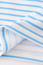 Load image into Gallery viewer, Blue stripe airplane applique boy set
