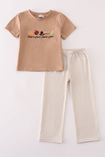 Load image into Gallery viewer, Khaki thanksgiving turkey embroidery boy set
