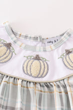 Load image into Gallery viewer, Pumpkin french knot plaid girl bubble
