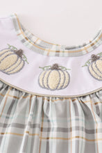 Load image into Gallery viewer, Pumpkin french knot plaid girl dress
