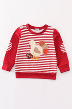 Load image into Gallery viewer, Maroon stripe thanksgiving turkey french knot boy top
