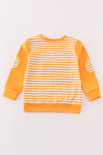 Load image into Gallery viewer, Yellow stripe thanksgiving turkey french knot boy top
