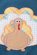 Load image into Gallery viewer, Navy thanksgiving turkey applique boy top
