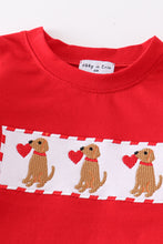 Load image into Gallery viewer, Red valentine puppy embroidery boy bloomer set
