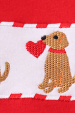 Load image into Gallery viewer, Red valentine puppy embroidery boy bloomer set
