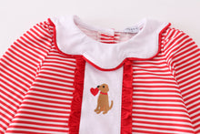 Load image into Gallery viewer, Red valentine puppy embroidery dress
