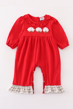 Load image into Gallery viewer, Maroon cotton french knot girl romper
