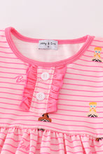 Load image into Gallery viewer, Pink stripe barbie print girl ruffle set
