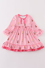 Load image into Gallery viewer, Pink stripe barbie print ruffle dress
