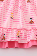 Load image into Gallery viewer, Pink stripe barbie print ruffle dress
