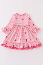 Load image into Gallery viewer, Pink stripe barbie print ruffle dress
