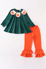 Load image into Gallery viewer, Forest velvet pumpkin embroidery girl set
