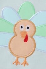 Load image into Gallery viewer, Blue stripe turkey applique boy set
