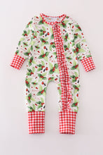 Load image into Gallery viewer, Christmas holly print girl romper
