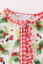Load image into Gallery viewer, Christmas holly print girl romper
