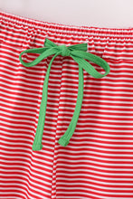 Load image into Gallery viewer, Red stripe christmas reindeer embroidery women pajamas pants
