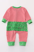 Load image into Gallery viewer, Red stripe christmas tree ruffle girl romper
