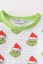 Load image into Gallery viewer, Green stripe christmas grinch unisex pajamas set
