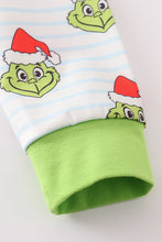 Load image into Gallery viewer, Green stripe christmas grinch unisex pajamas set
