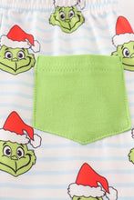 Load image into Gallery viewer, Green stripe christmas grinch unisex pajamas set
